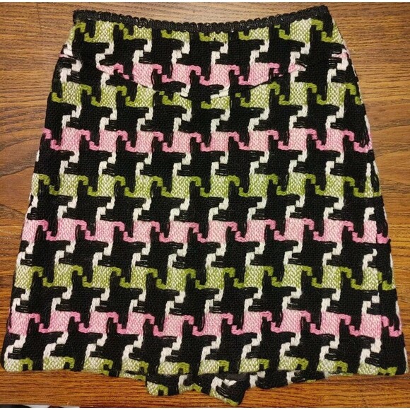 BOHO VTG MILLY of New York Embroidery Mod 70s Skirt Green Pink Black Mini Sz 2 - Picture 8 of 9